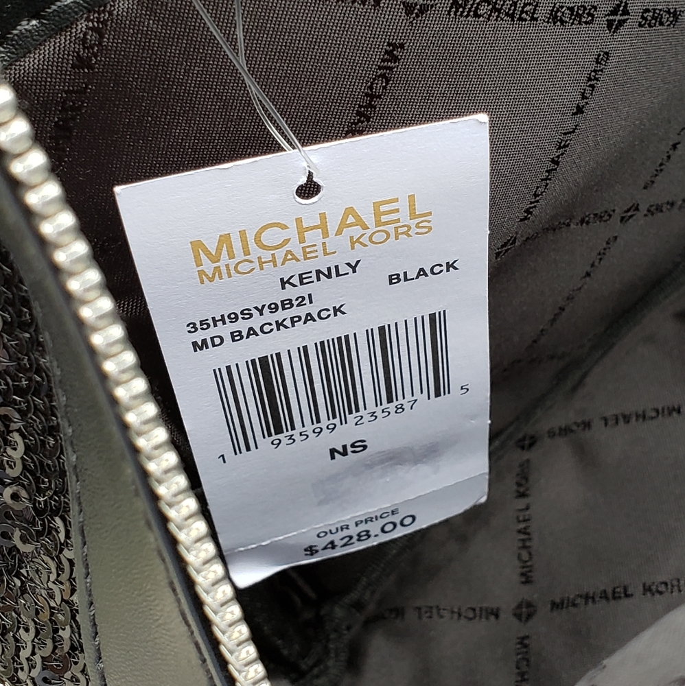 Michael Kors Kenly MD Sequin Backpack Black - Picture 6 of 7